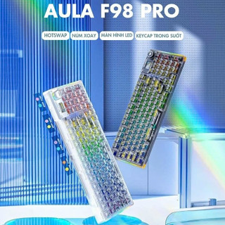 Bàn Phím Cơ Gaming 3 Chế Độ Có Dây (USB), Không Dây (2.4Ghz) Và Bluetooth AULA F98 PRO - Có Màn Hình Phụ LCD Điều Chỉnh