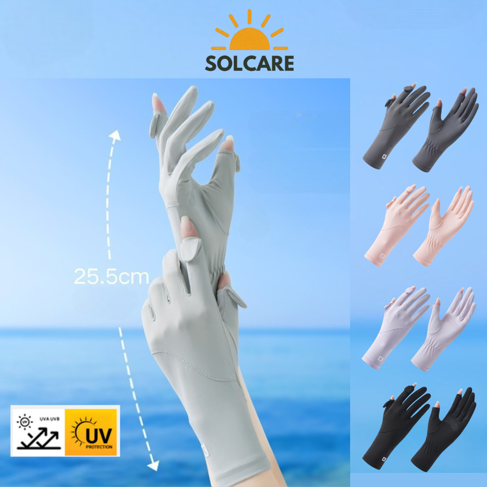 Gang tay nữ chống nắng , chống tia uv vải lụa lạnh bo viền UPF50+