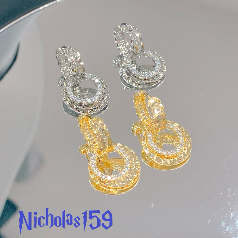 Bông tai khoen hinh đồng tyền mạ vàng-bạch kim  Kim Xoàn Jewelry