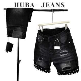  Quần jean nam sort vải cao cấp mềm êm co giãn sọt nam thời trang in kiểu HUBA-JEANS 