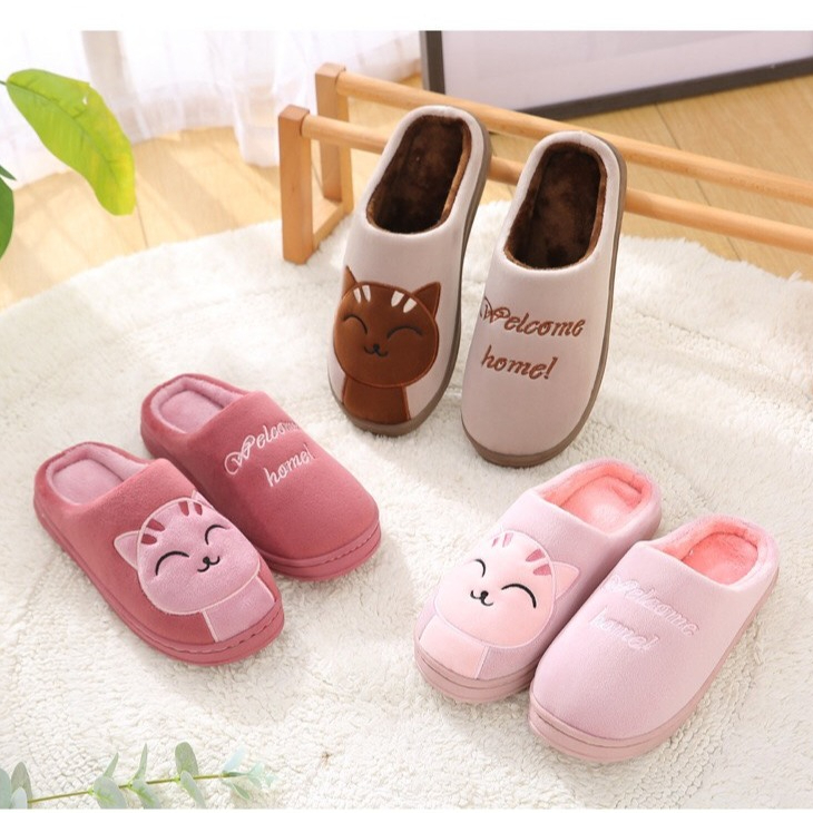 Dép Lông đi trong nhà, Dép Bông Mèo Họa Tiết Hình Mèo Đáng Yêu Phong cách Hàn Quốc  DP97