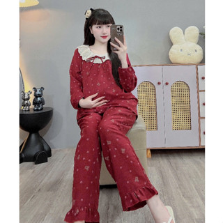 (45-100kg) Bộ đồ bầu và sau sinh chất đũi vân mây mềm,mịn,mát