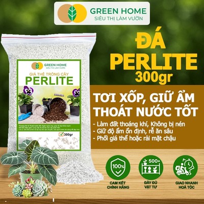 Đá Perlite GreenHome, Bao 300gr, Trồng Hồng, Thuỷ Canh, Giá Thể Trân Châu Giàu Khoáng Chất, Độ Tơi