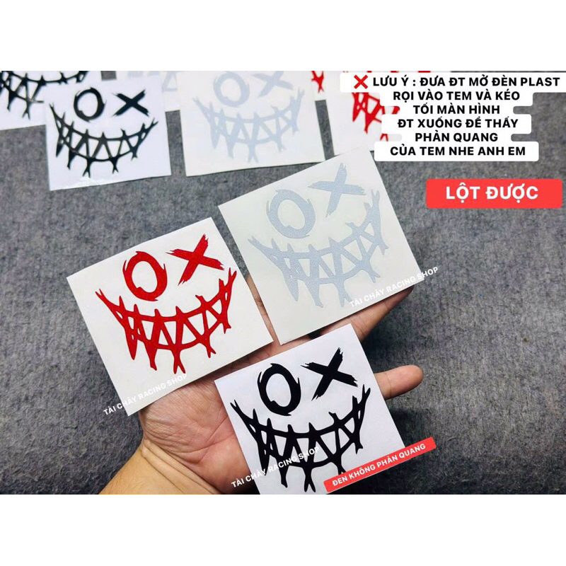 [ 1 MIẾNG ] TEM DECAL MẶT CƯỜI PHẢN QUANG ( LỘT ĐƯỢC ) DÁN TRANG TRÍ XE