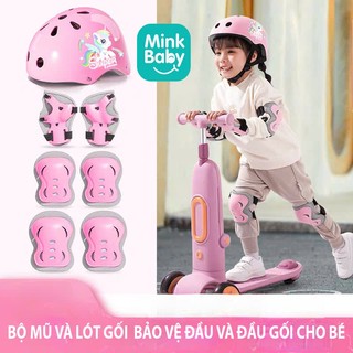 Bộ nón bảo hiểm và bộ bảo hộ tay chân cho bé khi chơi trượt patin, đi xe đạp, ván trượt, chơi thể thao (L2)