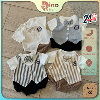  Body Vest công tử bé trai 4-12kg. Bộ Bodysuit Gilei Oki cho bé trai đầy tháng thôi nôi. Dino kidso 