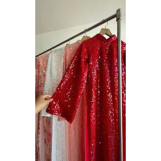ÁO DÀI LƯỚI SEQUIN KẾT KIM SA ,LÓT LỤA,FORM SUÔNG