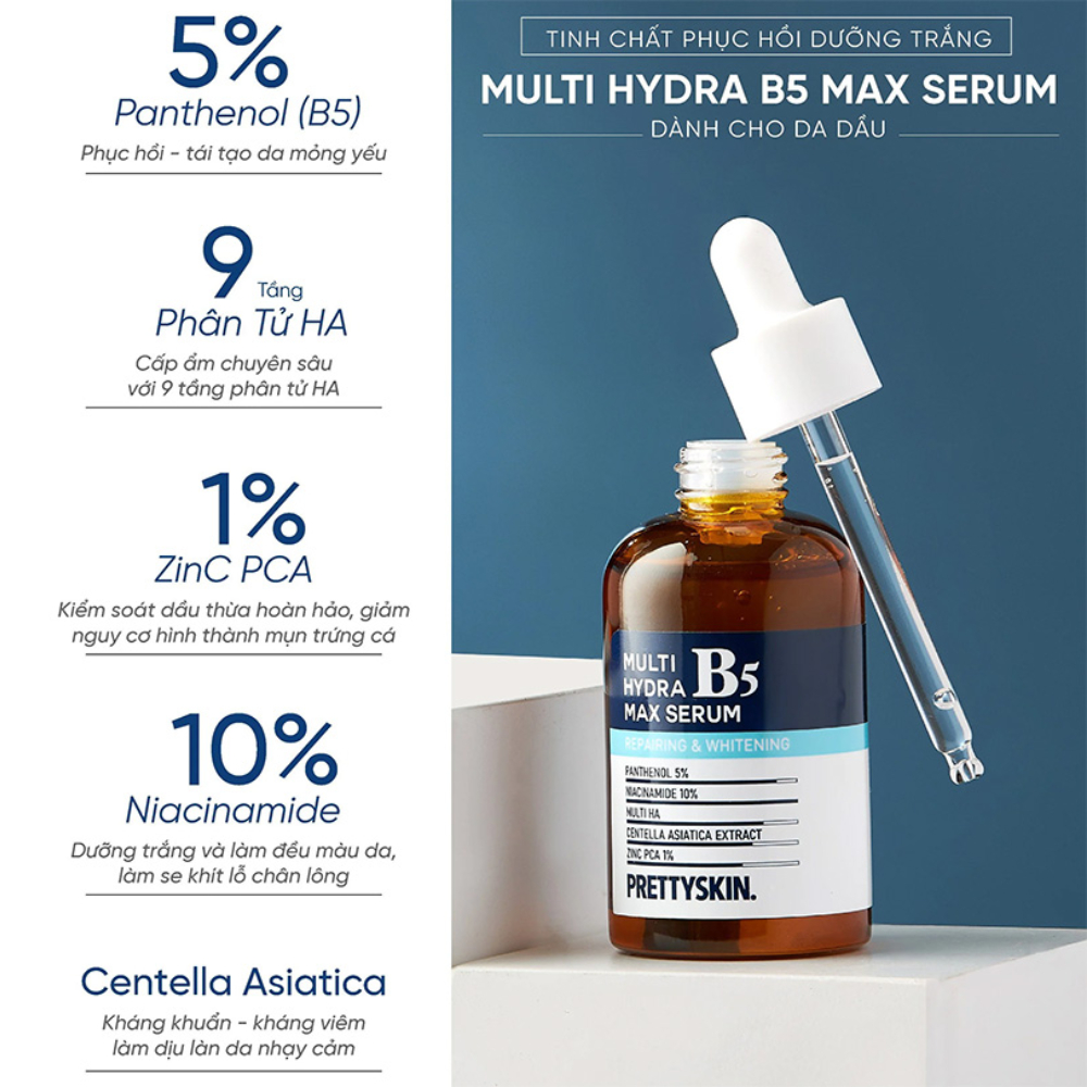 Tinh Chất Serum B5 Pretty Skin Hydra B5 Max Serum, Serum Phục Hồi, Serum Cấp Ẩm, Serum Dưỡng Trắng 50ml