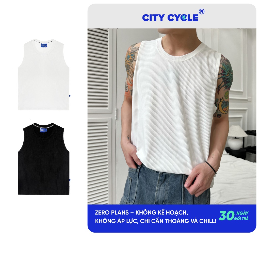 Áo ba lỗ tanktop trơn sát nách đôi nam nữ mùa hè form rộng Local Brand Chính Hãng City Cycle Áo Tank