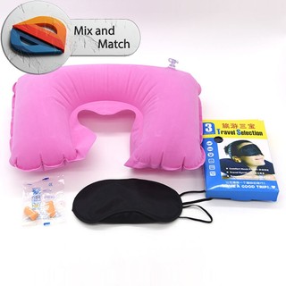 Combo Gối Hơi Du Lịch Chữ U Kèm Bịt Mắt Nút Tai Túi Đựng Ngủ Ngon Trên Máy Bay Ô Tô Văn Phòng Tiện Lợi