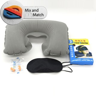 Combo Gối Hơi Du Lịch Chữ U Kèm Bịt Mắt Nút Tai Túi Đựng Ngủ Ngon Trên Máy Bay Ô Tô Văn Phòng Tiện Lợi