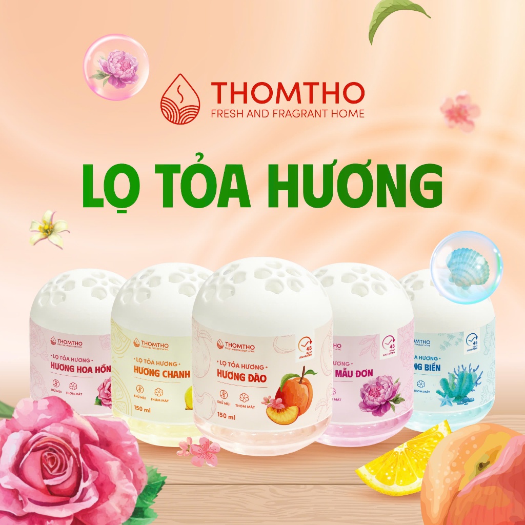 Lọ tỏa hương THOMTHO hương thơm tự nhiên dễ chịu sáp thơm phòng khử mùi thế hệ mới lên tới 45 ngàyvn