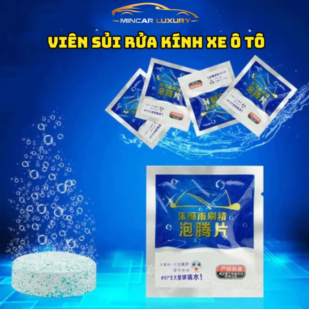Viên Sủi Rửa Kính Xe Ô Tô - Làm Sạch Kính Xe Hơi (1 Viên = 4L Nước) -Mincar