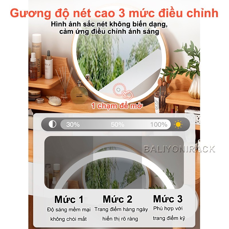 Bali Bộ Bàn Trang Điểm Có Gương Đèn LED 90x40x120cm Thiết Kế Hiện Đại Phù Hợp Mọi Không Gian | BigBuy360 - bigbuy360.vn