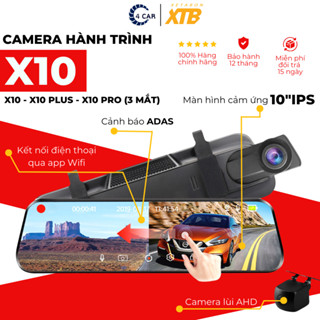Camera hành trình gương ô tô X10, N6, Ghi hình 2K Full HD, Cảnh báo tốc độ, va chạm, Wifi kết nối điện thoại - BH 12T