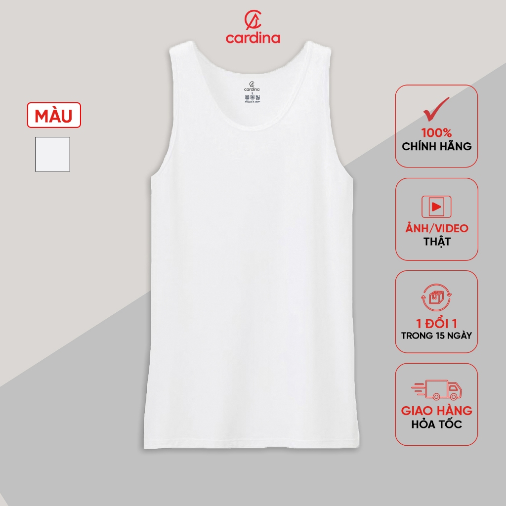 Áo ba lỗ nam CARDINA chất liệu cotton con giãn thoáng mát 5ATS21