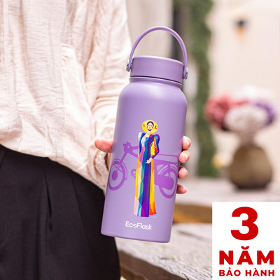 Bình giữ nhiệt EcoFlask 1000ml/550ml thiết kế Áo Dài Lemur cao cấp chính hãng, inox 304, bảo hành 3 năm