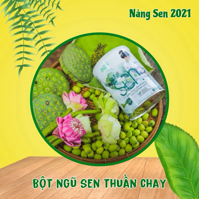 Bột ngũ sen thuần chay 420g (hạt sen,lá sen,tim sen,củ sen,hoa sen)