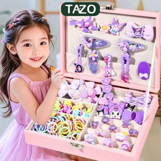 Hộp Kẹp Tóc Cho Bé Gái 156 Chi Tiết - Kẹp Tóc Nơ Tiểu Thư Dễ Thương, Dây Cột Tóc Cho Bé - TAZO