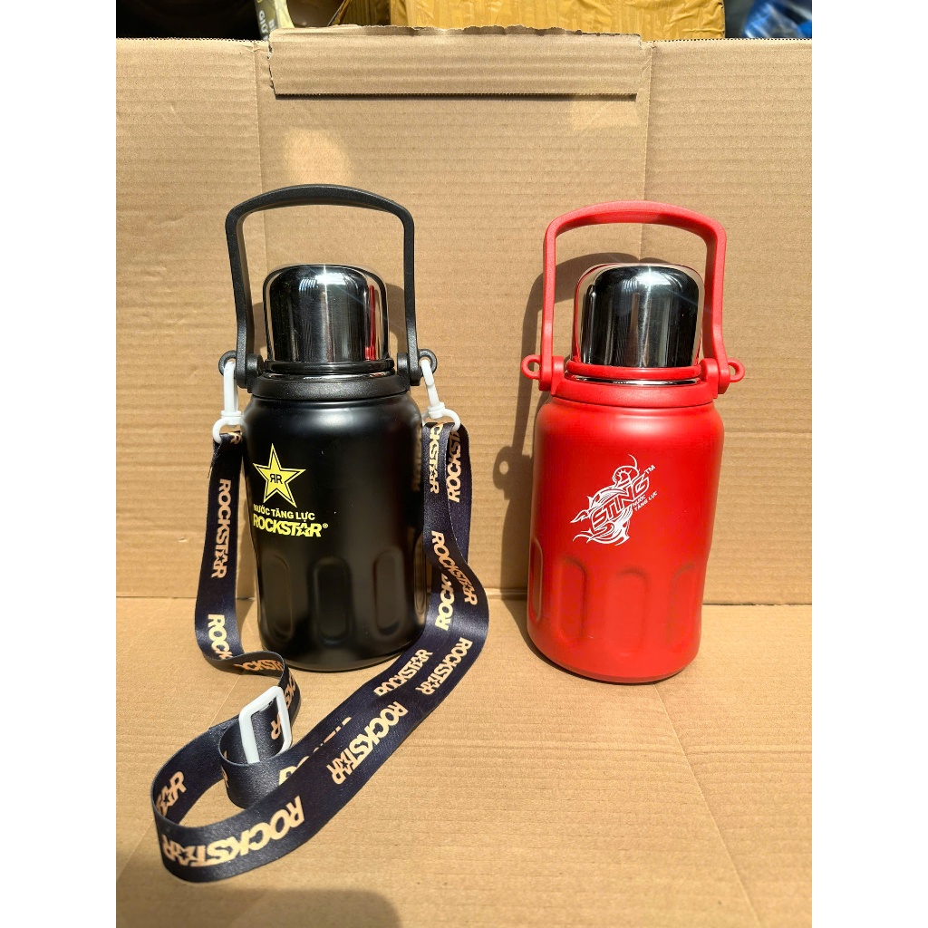 Bình giữ nhiệt Đỏ inox 316 xịn 800ml to khủng (Quà tặng Sting) Rockstar Giao màu ngẫu nhiên