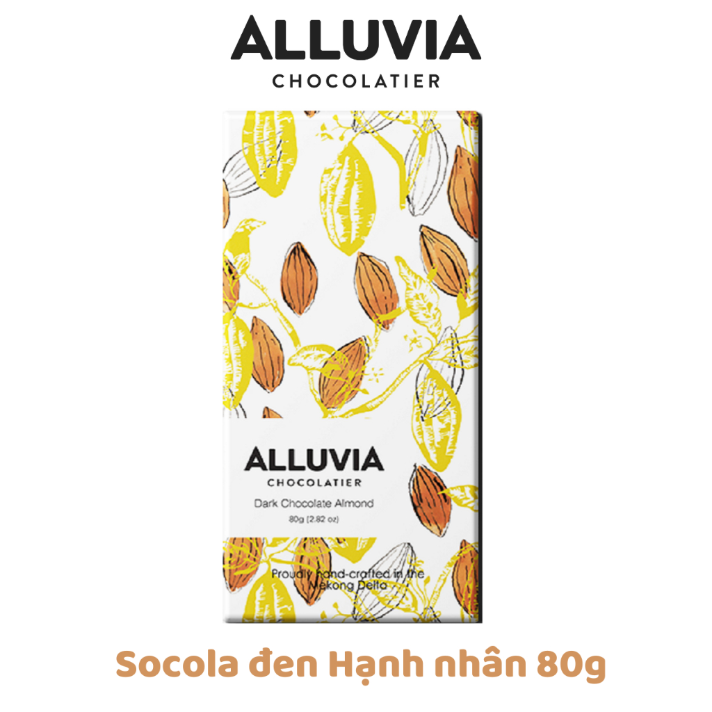 Socola đen nguyên chất Alluvia 70% cacao nhân Hạnh Nhân  , Alluvia Chocolate Dark chocolate Almond