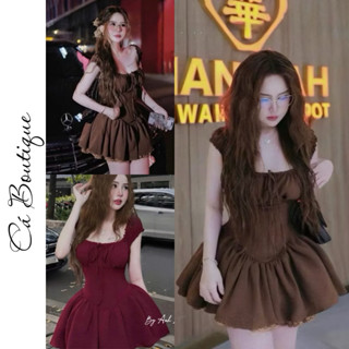 ( Có bigsize ) Váy Tiểu Thư Cổ Vuông “ THUN ĐŨI ” Chân Ren Form Dáng Xoè Sang Chảnh chất mát Cá Boutique