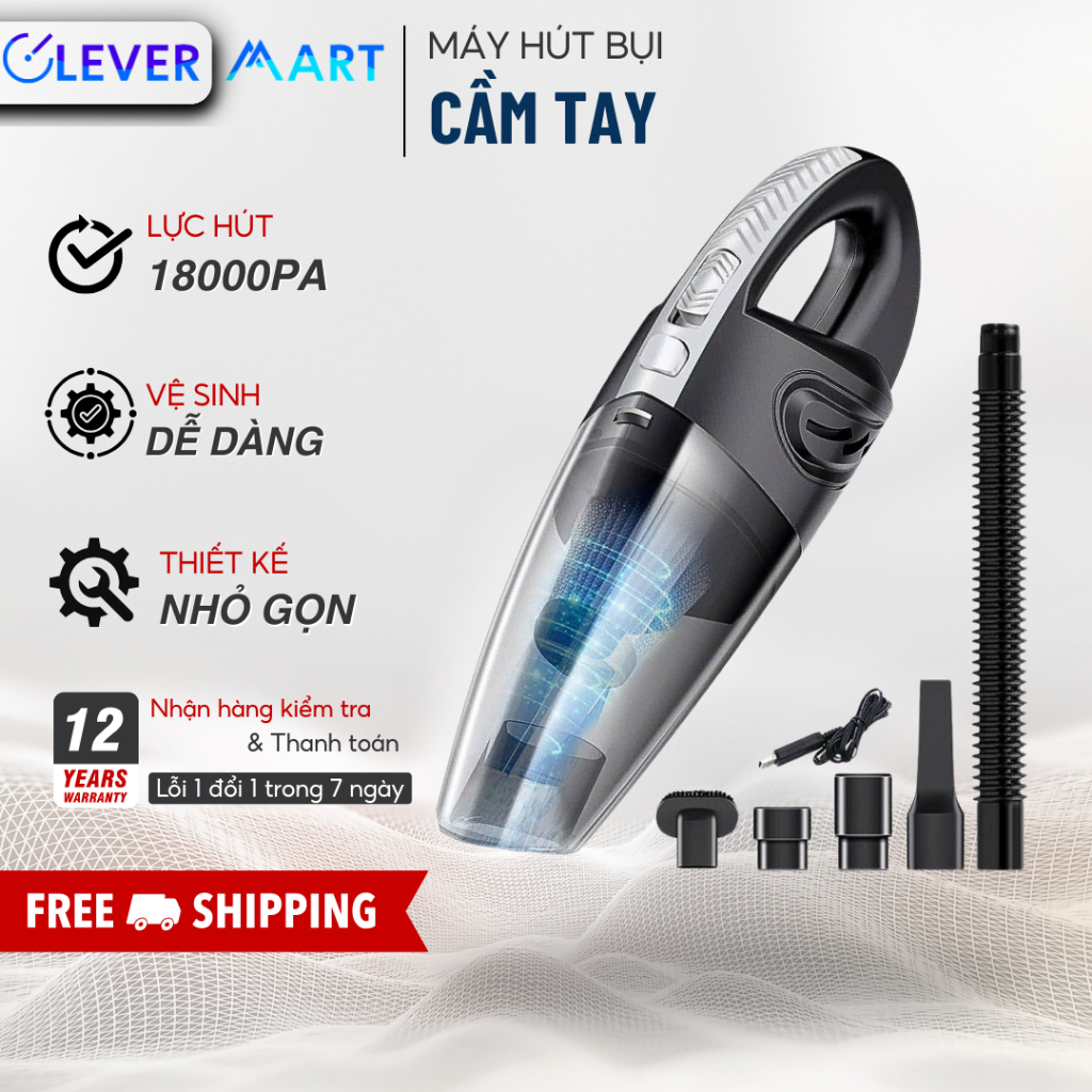Máy Hút Bụi Cầm Tay Không Dây 5IN1, Lực Hút 18000PA Hút Bụi Đa Năng Siêu Khỏe Công Suất 120W Bảo Hành 12 Tháng