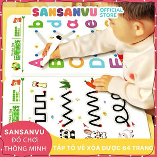 Tập tô vẽ thông minh, tập viết xóa được 64 trang-Đồ chơi Giáo dục Montessori cho bé từ 2-3-4-5 tuổi