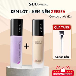 [COMBO] Kem Lót Chai 30g, Kem Nền Chai 30g ZEESEA Tặng Kèm Cọ Dẹt Tán Nền Chuyên Dụng