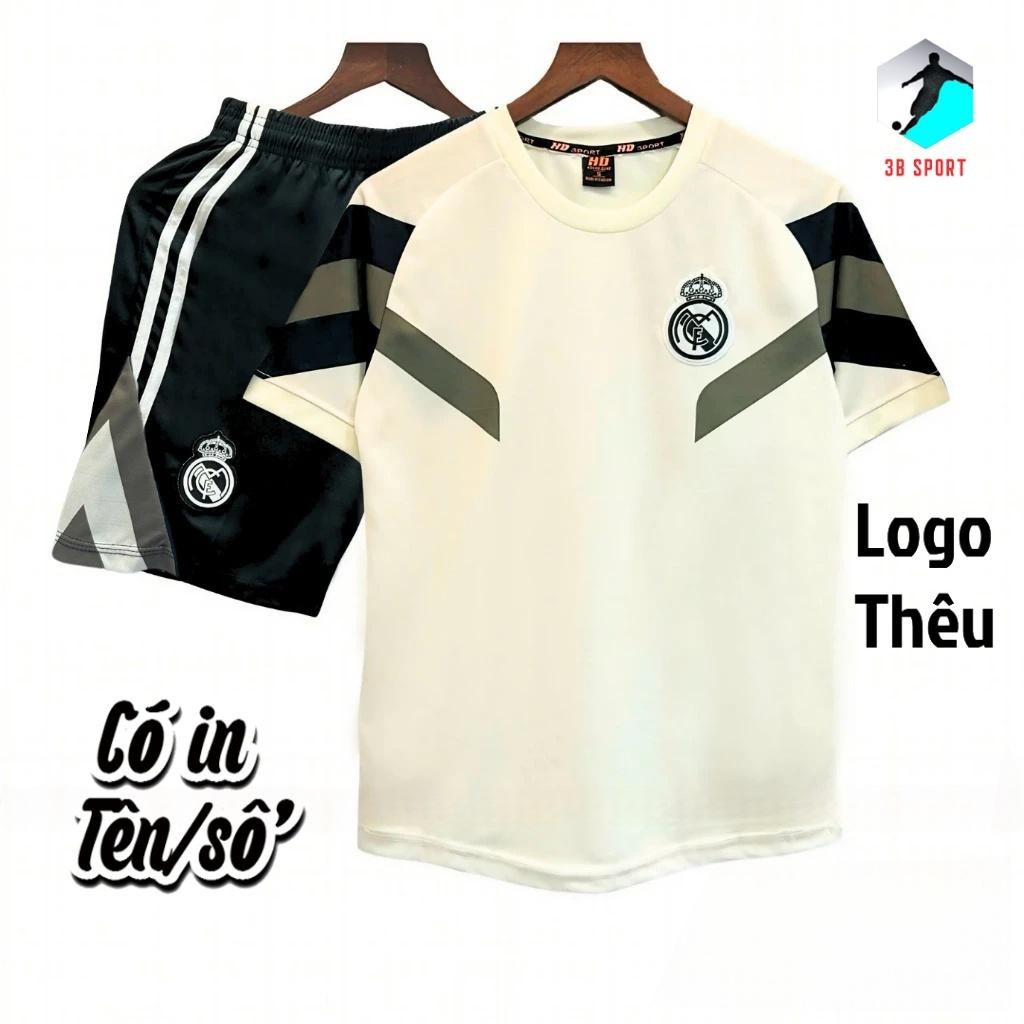 [Nhận in tên số theo yêu cầu]Quần Áo Bóng Đá, Đồ Đá Banh RealMadrid kem 2025 Mè hàn Cao Cấp