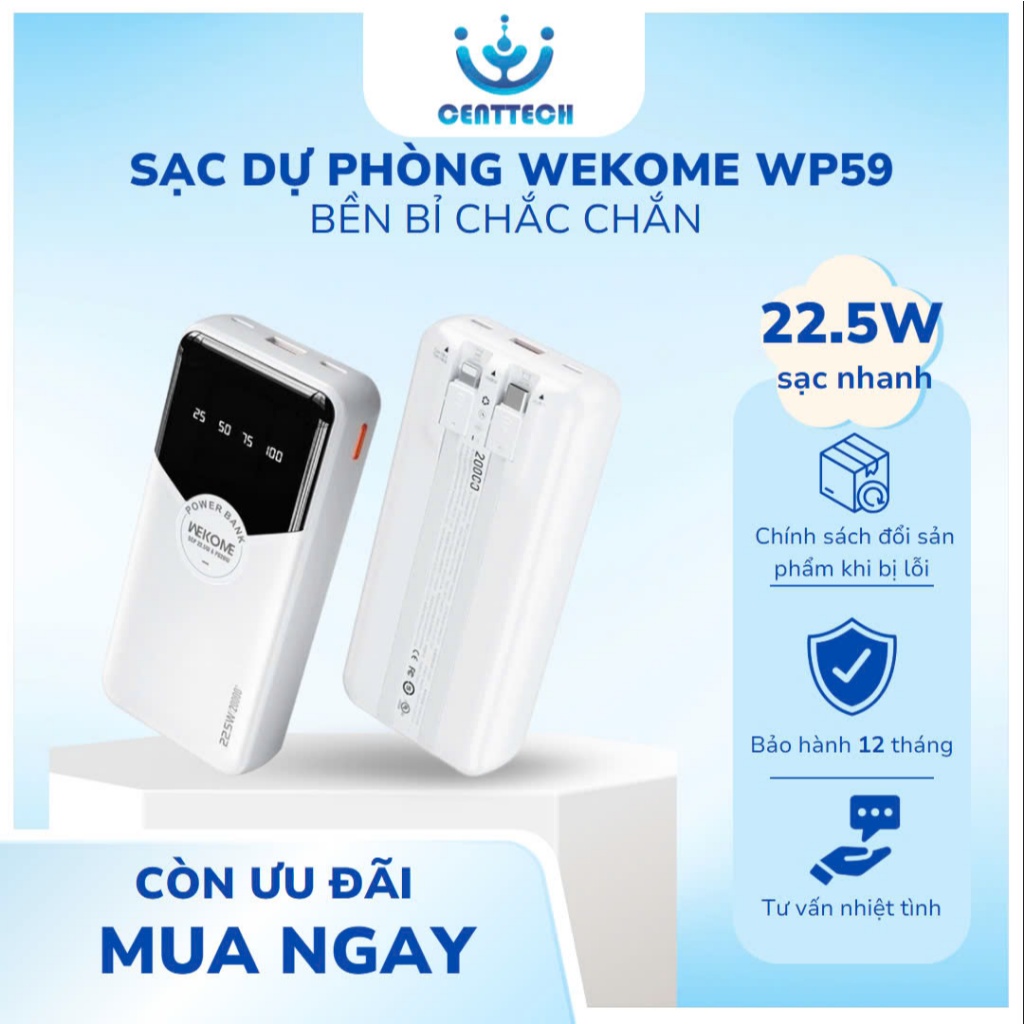 Sạc Dự Phòng WEKOME WP59 Centtech
