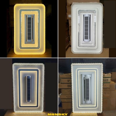 Đèn quạt không cánh MONSKY LOCI kiểu chữ nhật chắc chắn, đẹp mắt - dùng bóng LED 3 màu cao cấp