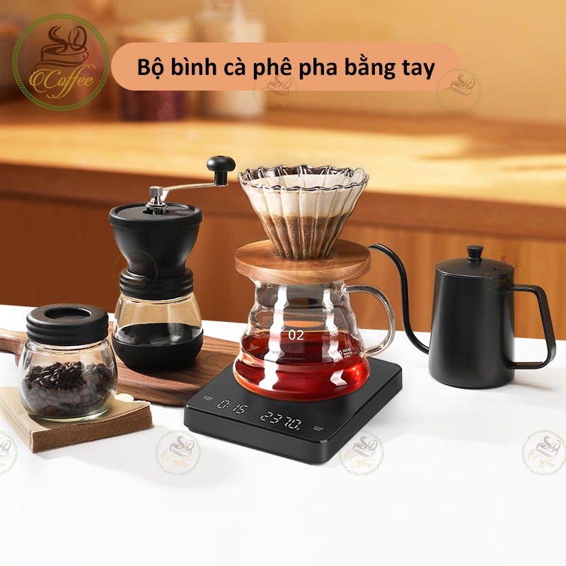 Bộ cụ pha cà phê bằng phễu Bộ Bình Pha Cà Phê Drip Coffee Bộ V60 pour over Bộ Ấm cổ ngỗng