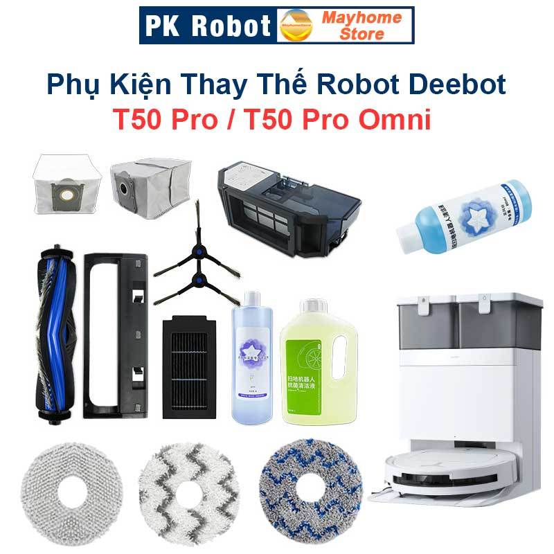 Phụ Kiện Thay Thế Robot Deebot T50 Pro, T50 Pro Omni - Chổi Lăn, Chổi Cạnh, Bộ Lọc, Túi Đựng Bụi & Giẻ Lau/