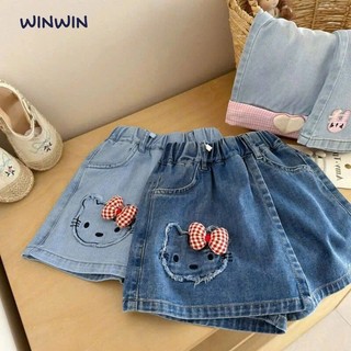  Quần Váy Jean Bé Gái Thêu Kitty Hottrend Đính Nơ Caro Dễ Thương Nexxi 
