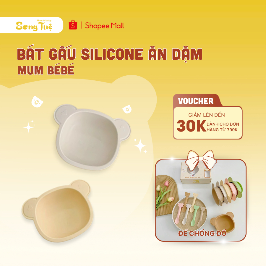 Bát Ăn Dặm Silicone Cho Bé Mum BéBé, Có Đế Chống Xê Dịch [KHÔNG KÈM THÌA]