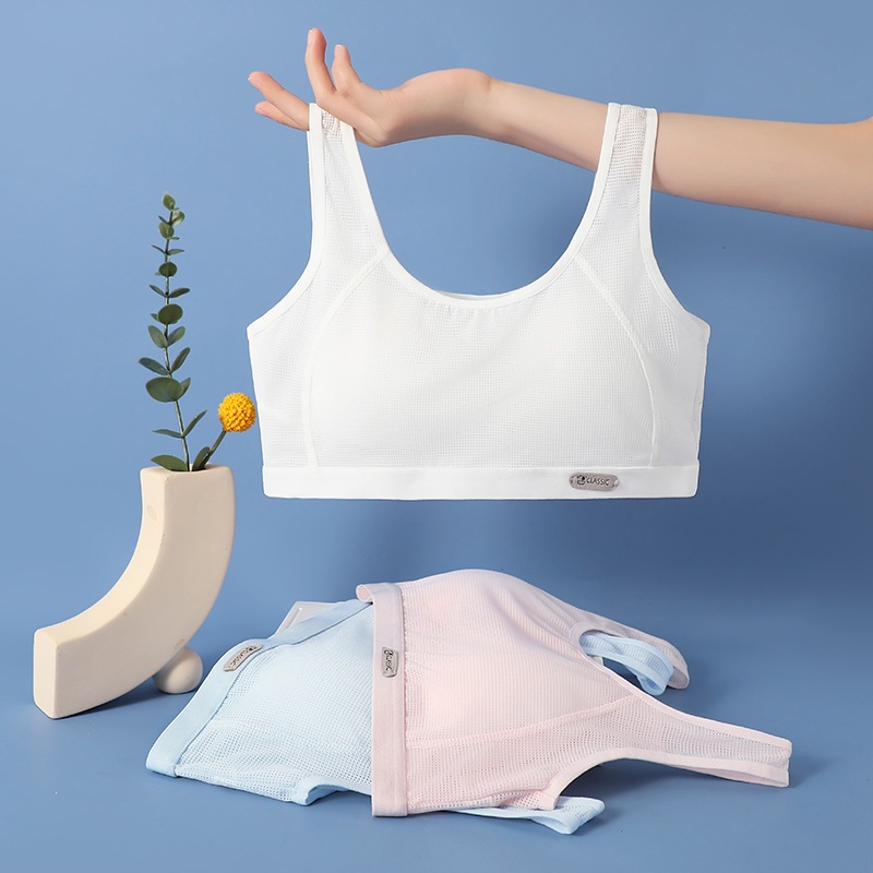 áo lá( áo lót) bé gái từ 10-18 tuổi đệm liền áo 2206. chất liệu cotton lưới, êm mềm thoáng mát