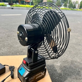Quạt  Dùng PIn Lồng Sắt Chân Phổ Thông  - Đế Pin 21V - 2 Mức Gió, Sử Dụng Liên Tục 2 - 3 Tiếng, Kích Thước 8 Inch