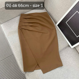 Chân váy bút chì cúc bọc