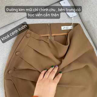 Chân váy bút chì cúc bọc