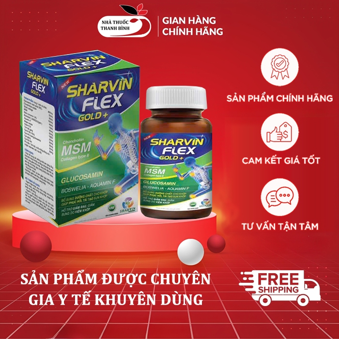 Viên dưỡng khớp Sharvin Flex Gold + hộp 30 viên hỗ trợ bổ sung dưỡng chất cho khớp