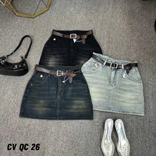 Chân váy Jean QC ngắn Bigsize 55-90kg mềm mịn Qc26