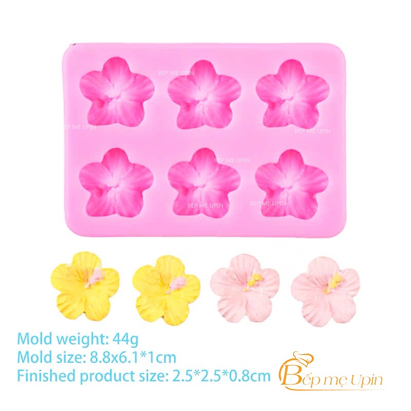 khuôn silicon vỉ 6 hoa dâm BỤT khuôn nhấn đậu socola rau câu nến hanmade
