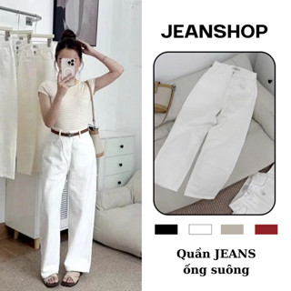   QUẦN SUÔNG NẤM LÙN  Quần Jeans Nữ Ống Suông Lưng Cao Chiều Dài 90-92cm Chất Vải Jeans Mềm Mại Form Hack Dáng _Jeanshop 