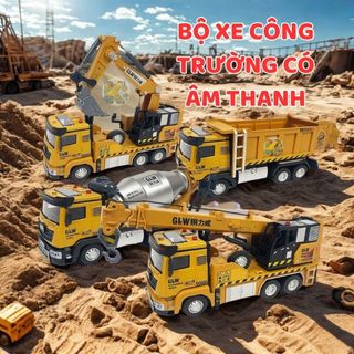 Xe ô tô đồ chơi múc cẩu công trường HieuMinhCar, cỡ lớn 1:40 có âm thanh, đèn báo sống động, nhựa ABS kèm hợp kim chắc