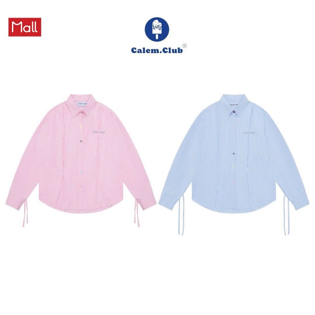 Áo sơ mi COLORFUL BUTTON Calem.Club Khoác Ngoài tay dài phối dây cột nơ thêu Calem