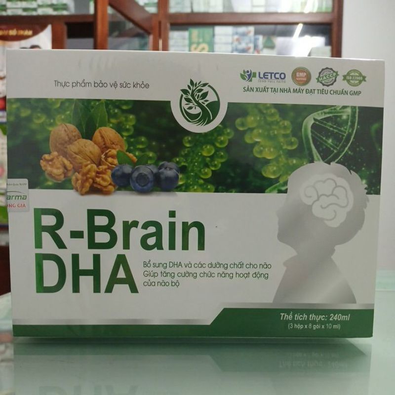 R brain R-Brain DHA Letco bổ sung DHA và dưỡng chất cho não bộ hỗ trợ tăng cường trí nhớ, tập trung cho trẻ hộp 24 gói