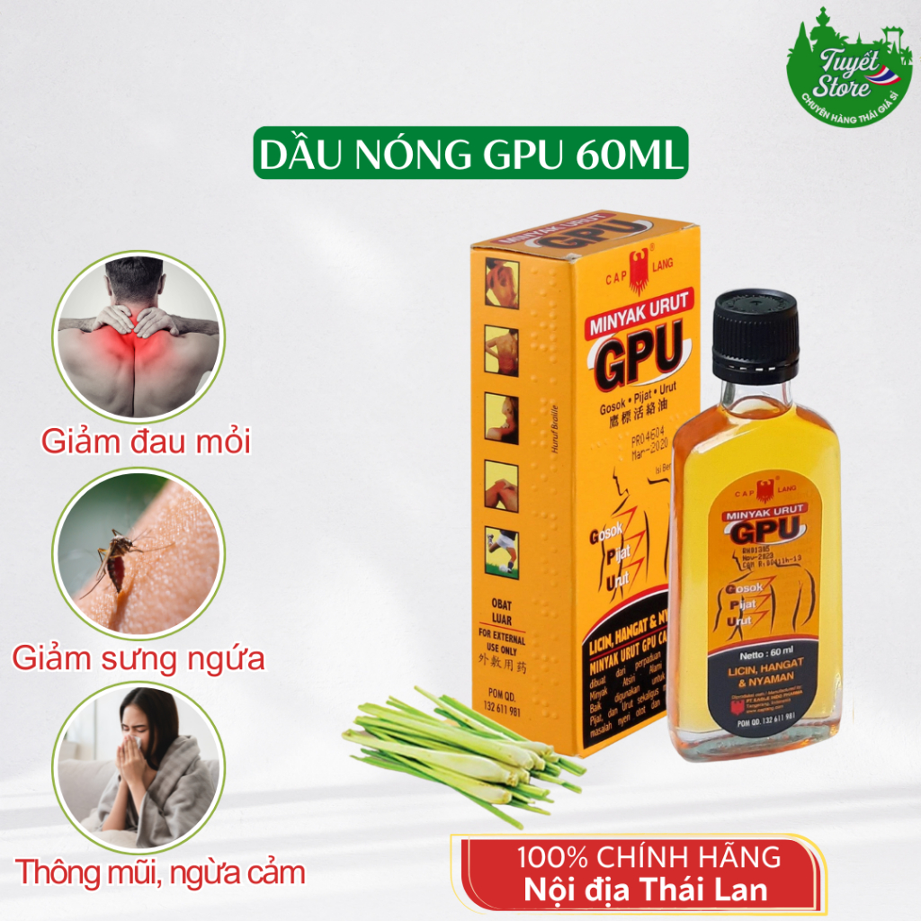 Dầu gừng xoa bóp nóng GPU Minyak Urut Thái Lan 60ml