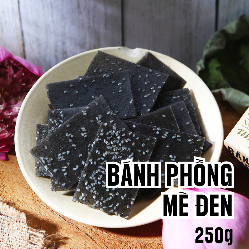 [️Đọc kĩ mô tả] RỤM - BÁNH PHỒNG MÈ ĐEN (HỘP 250GR)