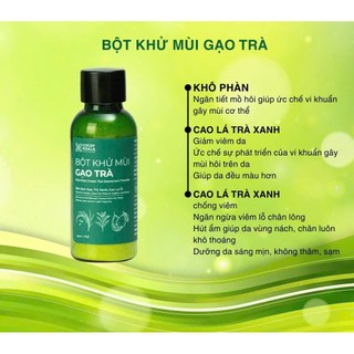  Bột Khử Mùi Gạo Trà Cỏ Cây Hoa Lá 40gram- Giải Pháp 2in1 Khử Mùi Hôi Nách và Hôi Chân Hiệu Quả 